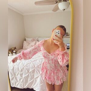 Pink floral romper